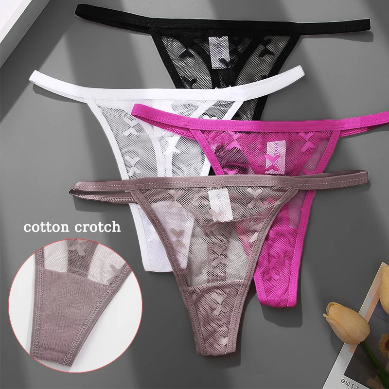 5PCS/Set Perspective Sexy Women Panties Butterfly Design Thong Underwear for Female G-String Intimates Lingerie Tanga Panties