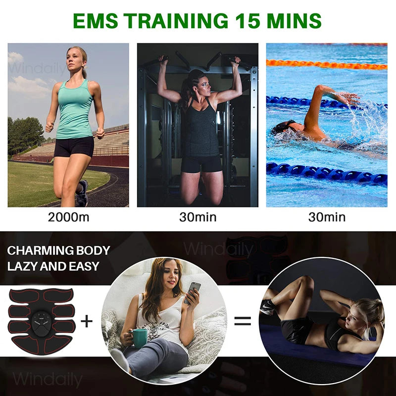 NEW Arrivals Women Men Wireless EMS Muscle Stimulator Toner ABS Abdominal Hip Trainer Weight Loss Fitness Shaping Electric Body Slimming Massager Sports Supplies