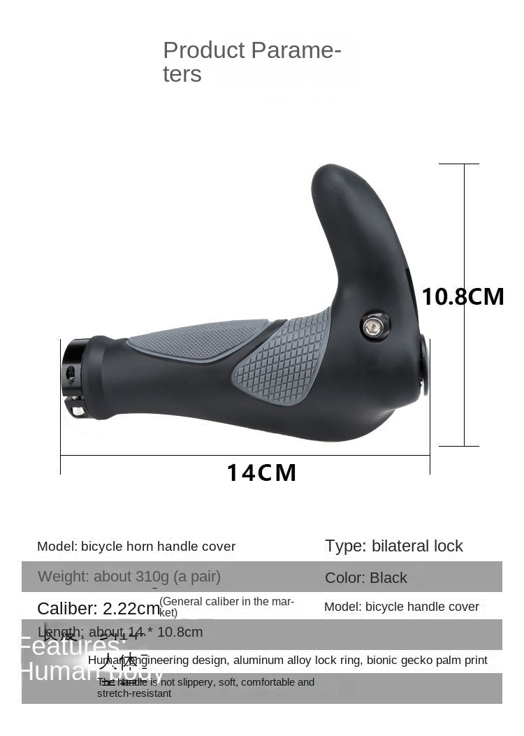 NEW Bicycle 14FB Grip Handlebar End Cap Aluminum Alloy Lock Mountain Handle Bar Grip Bike Anti-Skid Rubber Bicycle Skid-Proof Grips