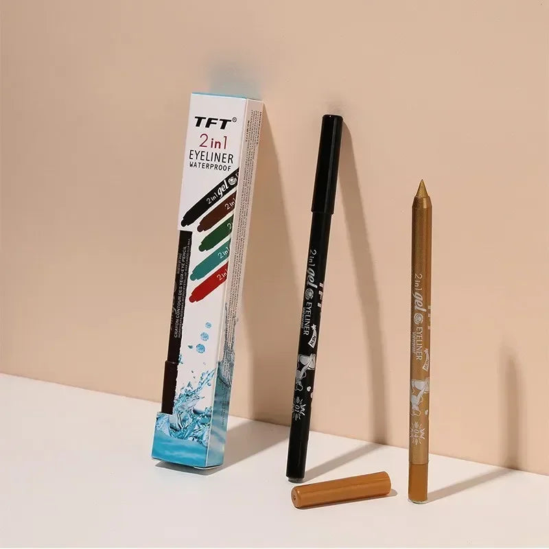 2 In 1 Eyeliner Lip Liner Gel Pencil Waterproof Long-lasting Blue White Black Brown Easy Wear Eyeliner Makeup for Eyes 7 Colors