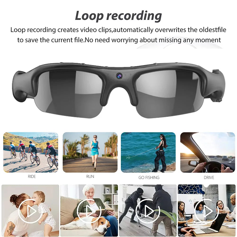 NEW HD 1080P Glasses WIFI Camera Outdoor Bicycle Motorcycle Security Protection Sunglasses Video Camera Smart Glasses Sports Camera