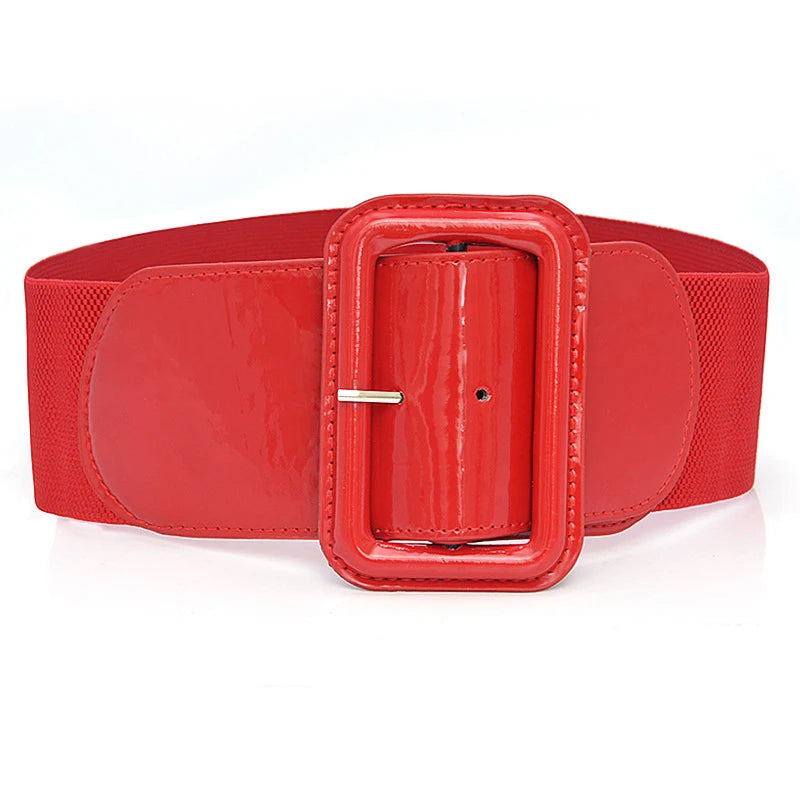 Plus Size Black/Red/White Luxury Stretch Cummerbunds Women Female Wide Black Corset PU Leather Canvas Belt Big Dress Waistband Designer Belts Girls Ladies Luxury Fashion Apparel Accessories Clothing Products