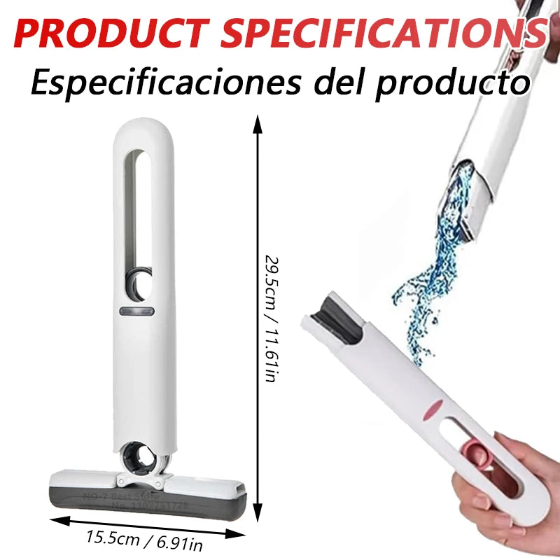 NEW Arrivals 2PCS + 3 Replacement Head Set Mini Mop Self Squeeze Mop Powerful Folding Household Clean Tools No Hand Wash Strong Absorbent Mop for Bathroom Kitchen Desktop