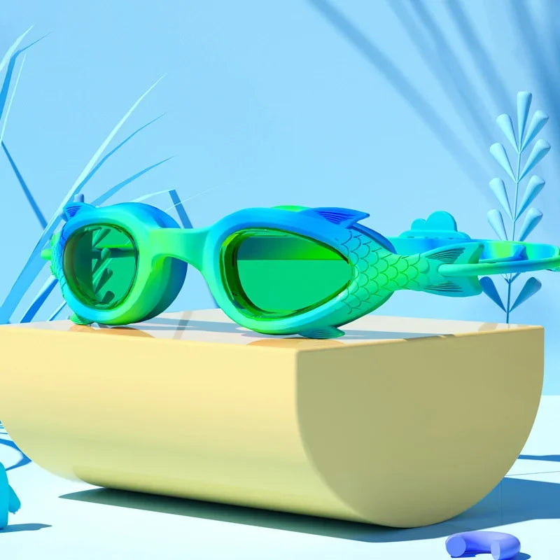 NEW 2PCS Set 4 Colors Children Kids 3-18 years old Swimming Goggles Waterproof Anti Fog High-Definition Small Frame Goggles Professional Training Kid's Swimming Goggles Caps Set