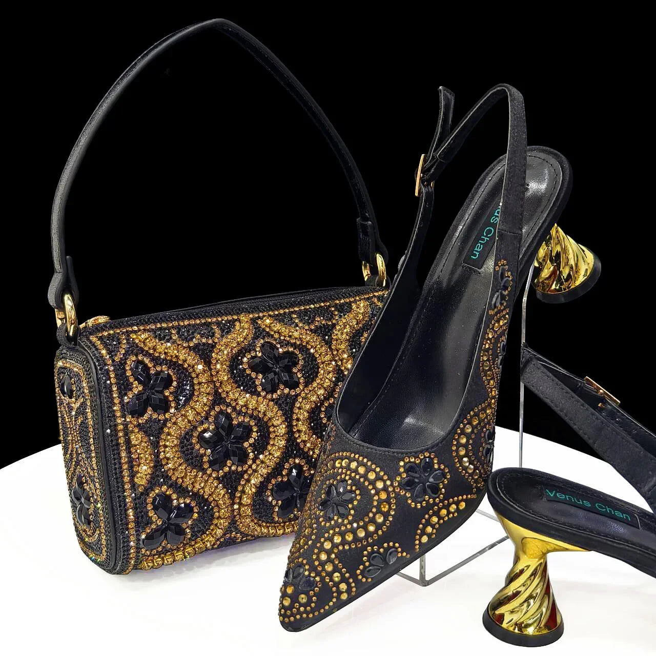 Newest 8 Colors INS Style FUCHSIA Color Elegant Low Heels Nigeria Popular Design African Ladies Shoes And Bag Set for Wedding Birthday Party Night Business Dinner Ladies Luxury Fashion Apparel Accessories Shoes Products