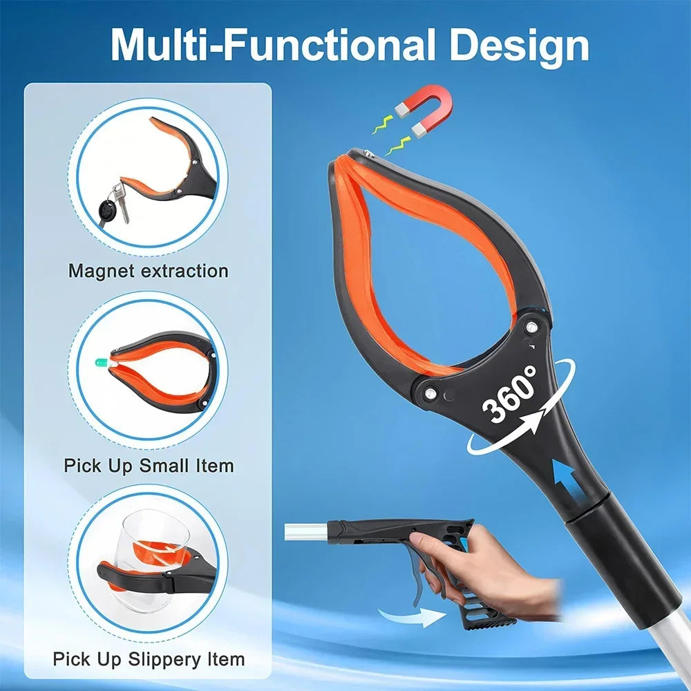 NEW 2PCS Set 3 Colors 34 Inch Extra Long Grabber Reacher with 360°Rotating Jaw & Magnet Foldable Pickup Mobility Aid Reaching Assist Tool Home Cleaning Supplies