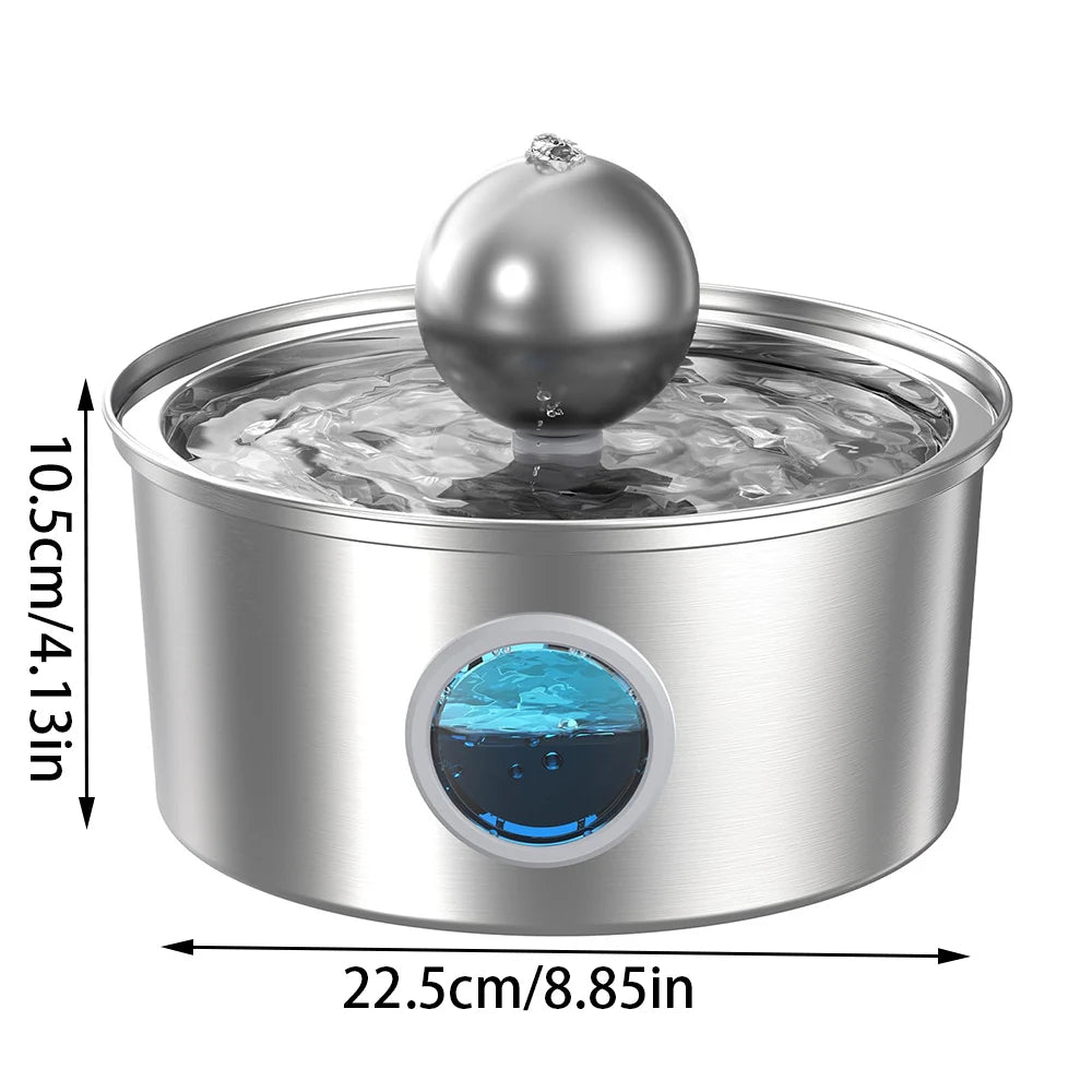 NEW Arrivals 4L Cat Drinking Fountain Stainless Steel Pet Water Feeder with Window Silent Automatic Cat Dog Water Feeder Not Plug