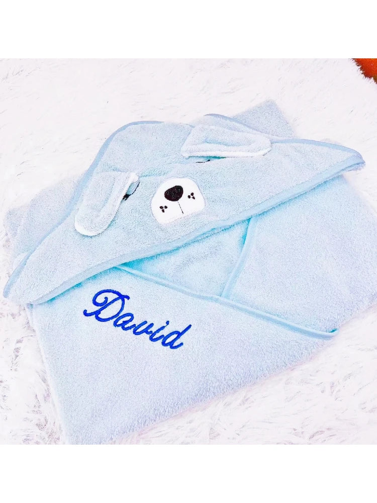 NEW Personalized Custom Name Embroidered Newborn Letter Nursery Baby Bath Towel Shower Robe Towel Wear A Hat Gifts for Boy Girl Children