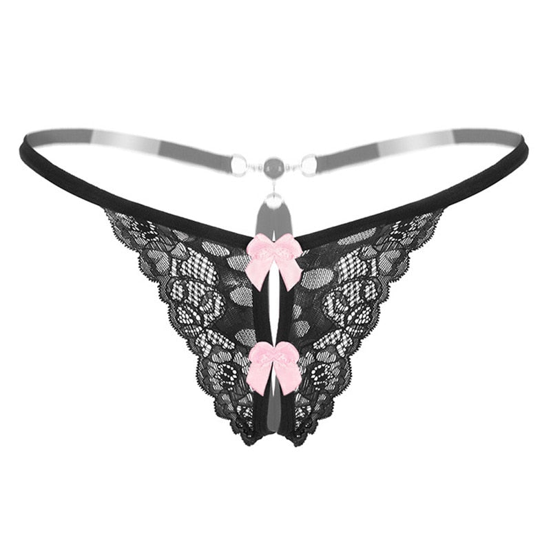 Pearl Massage Sexy Thong Hot Lace Embroidery Transparent Panties Women Sexy Lingerie Low Waist Hollowed Out T-back Femme Tangas