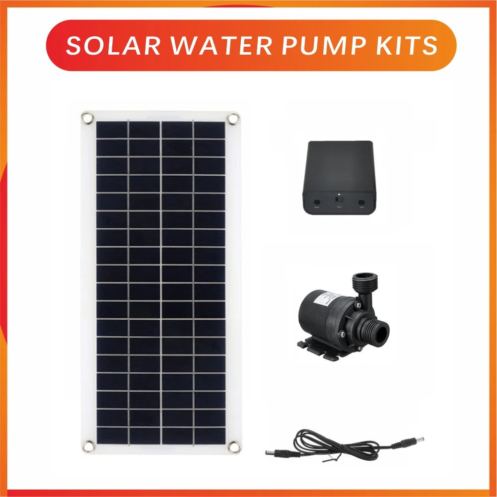 NEW Arrivals Full Set 800L/H Water Pump 12V Solar Panel Power Bank Set Ultra-quiet Submersible Water Pump Motor Camping Fish Pond Garden Fountain Tools Home Outdoor Supplies