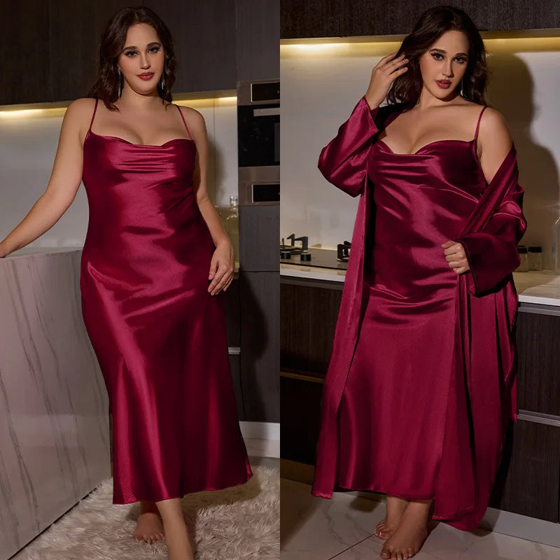 NEW XL-5XL Plus Size 5Colors Sexy Wedding Chubby Women Long Robe Dress Kimono Bathrobe Gown Sleepwear Casual Home Wear Loungewear Pink Satin Honeymoon Nightgown Lingerie