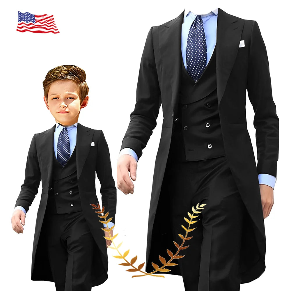 NEW Arrivals 3PCS Set Boys(3-16Yrs Old) Men S-5XL PLUS SIZE 5 Colors Formal Blazer Tuxedos Suit Wedding Evening Party Tuxedo Child Jacket Pants Vest Men Costume Groom’s Suit Luxury Fashion Apparel Supplies