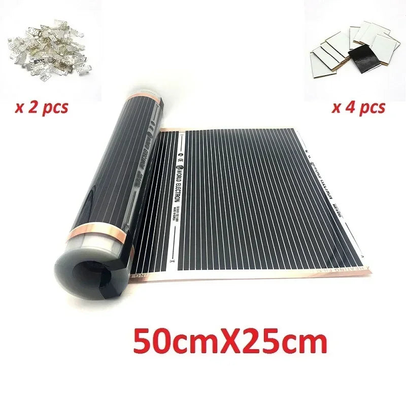 NEW Arrivals AC-220V Infrared Underfloor Heating Film 220w/m2 Warm Mat with Clamps Insulation Pastes Home Winter Heating Supplies