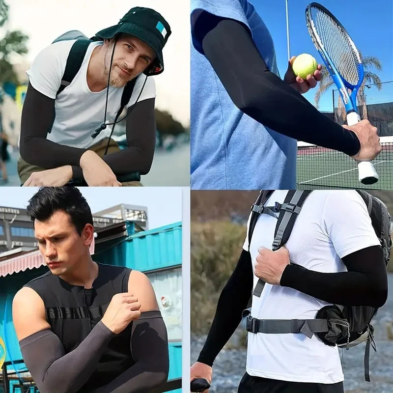 NEW Arrivals 5 Pairs of Breathable Sun Protection Arm Sleeves, Universal UV Protection Glove Sleeves for Men and Women, Outdoor Running Cycling Sports Apparel Accessories