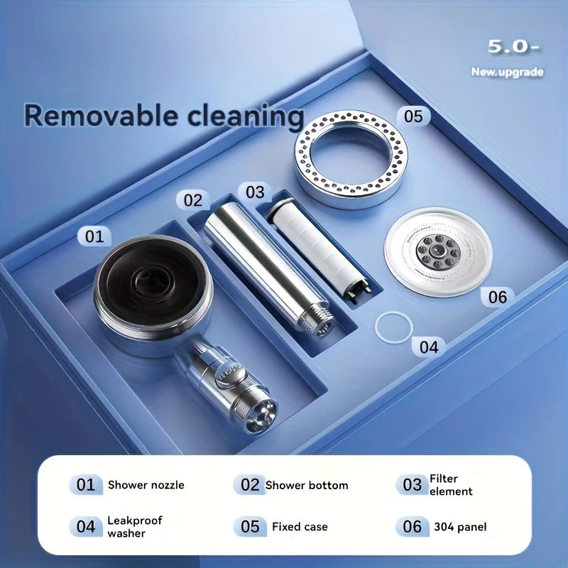 NEW Arrivals 5 Modes Full Set Handheld Powerful Shower Head New High Pressure Water Saving Filter Shower Head With One Button Stop Water Saving High Pressure Home Bathroom Accessories