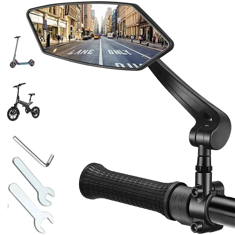 NEW Arrivals 1PCS Right Left Bike Rear View Mirror Reflector Adjustable Rotatable Handlebar Mirror Clear Rearview Electric Scooter Cycling Bicycle Accessories