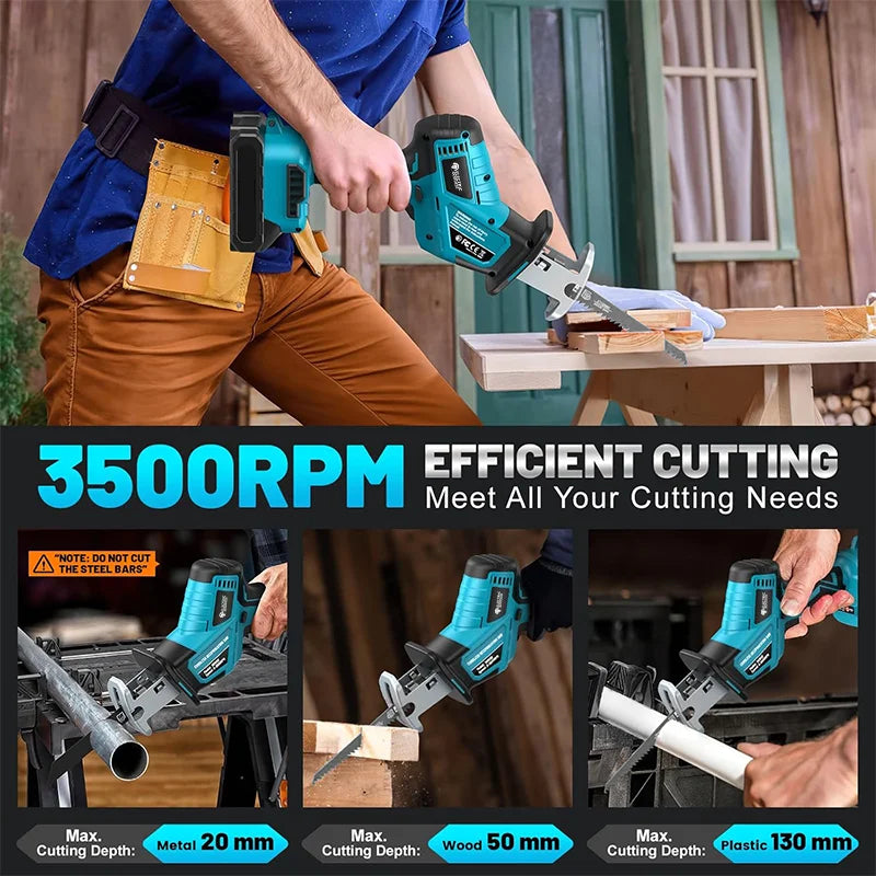 NEW Arrivals 4000RPM 4PCS Set ( Without Battery) Saw Cordless Electric Reciprocating Saw Multifunctional Metal Wood Pipe Cutting Saw Tool For Makita 18V Home Garden Supplies