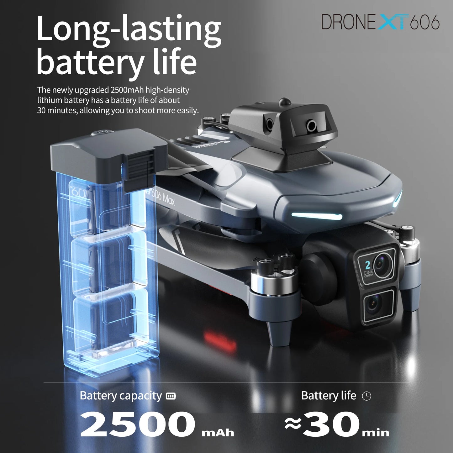 5G GPS XIAOMI NEW XT606 GPS Drone + 3 Batteries Set 8K HD 22 Languages Professional Dual Camera 5G WIFI FPV Obstacle Avoidance Brushless RC Quadcopter Drone