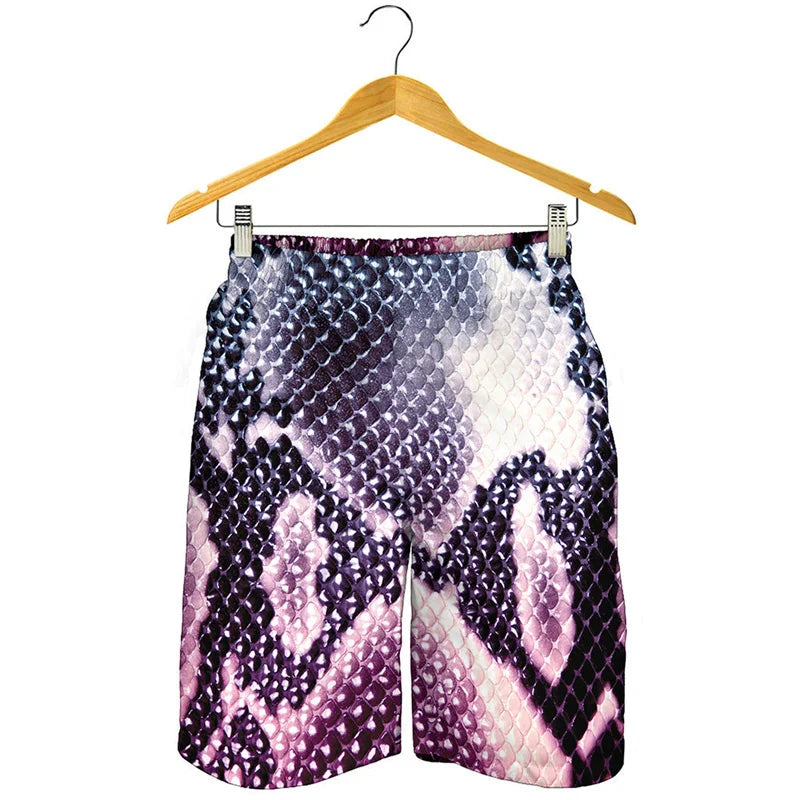 NEW Arrivals Men Summer Snakeskin Beach Shorts For Men Personality Animal 3D Swim Trunks Summer Board Shorts Loose Short Pants Streetwear Men Fashion Casual Apparel Accessories