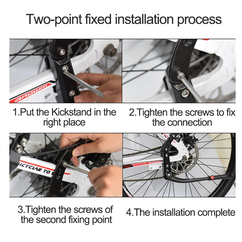 NEW MTB Road Bicycle Kick Stand Aluminum Kickstand 24/26/27.5/29/700C Adjustable Mountain Bike Support Side Rear Parking Rack Bicycle Parts Spares Accessories Sports Supplies