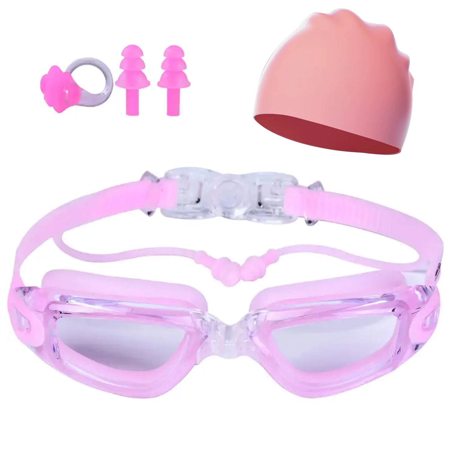 NEW 4 Colors Adult Swimming Goggles High Definition Swimming Water Pool Beach Goggles Non-Eye-Proof Silicone Earplugs Large Frame Anti-Fog Professional Waterproof Nose Ear Protection Set