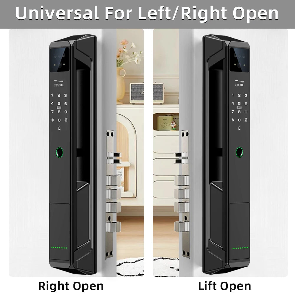 NEW Arrivals P8 TUYA App Wi-Fi Smart Lock, 21 Languages, Remote Video Call Intercom, Face-Palm IC Card Unlock, Black/Gray Anti Theft Top Quality Security System Home Apartments Office Security Supplies