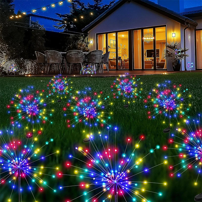 NEW Arrivals 2PCS Set 420 LED Solar Garden Firework Lights Outdoor Decor Street Solar Lamp for Pathway Patio Lawn Yard