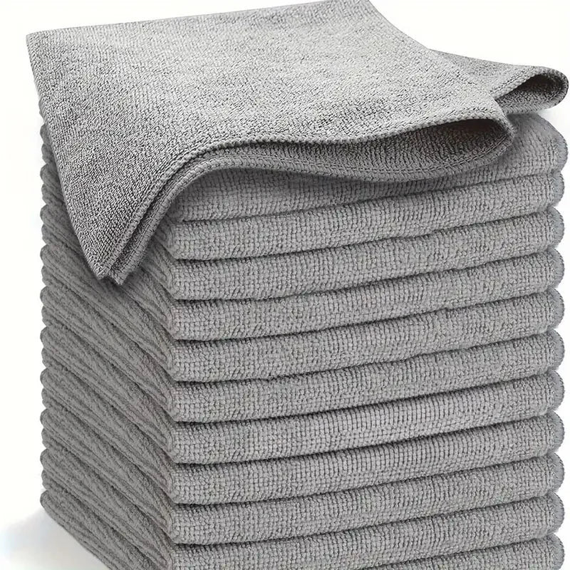 NEW 50/100PCS Set Gray Bamboo Charcoal Thickened Super Absorbent Dishcloth Anti-Grease Kitchen Wiping Rags Microfiber Floor Windows Cleaning Cloths Home Cleaning Supplies