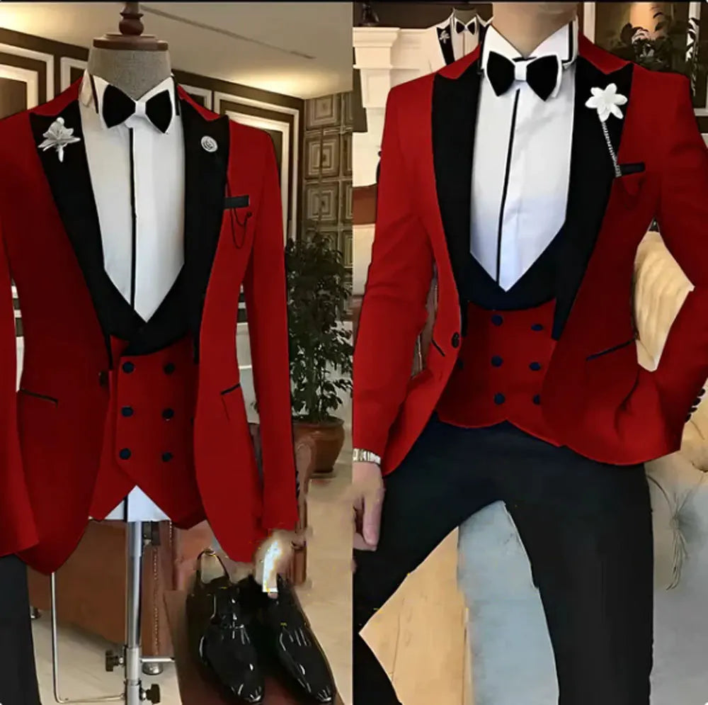 Low-Price Sales are Limited NEW 3PCS Set S-6XL PLUS SIZE 7 Colors Business Blazer Wedding Costume Men's Suit Groom Best Man Wedding Banquet Suit Men Luxury Fashion Clothing Supplies
