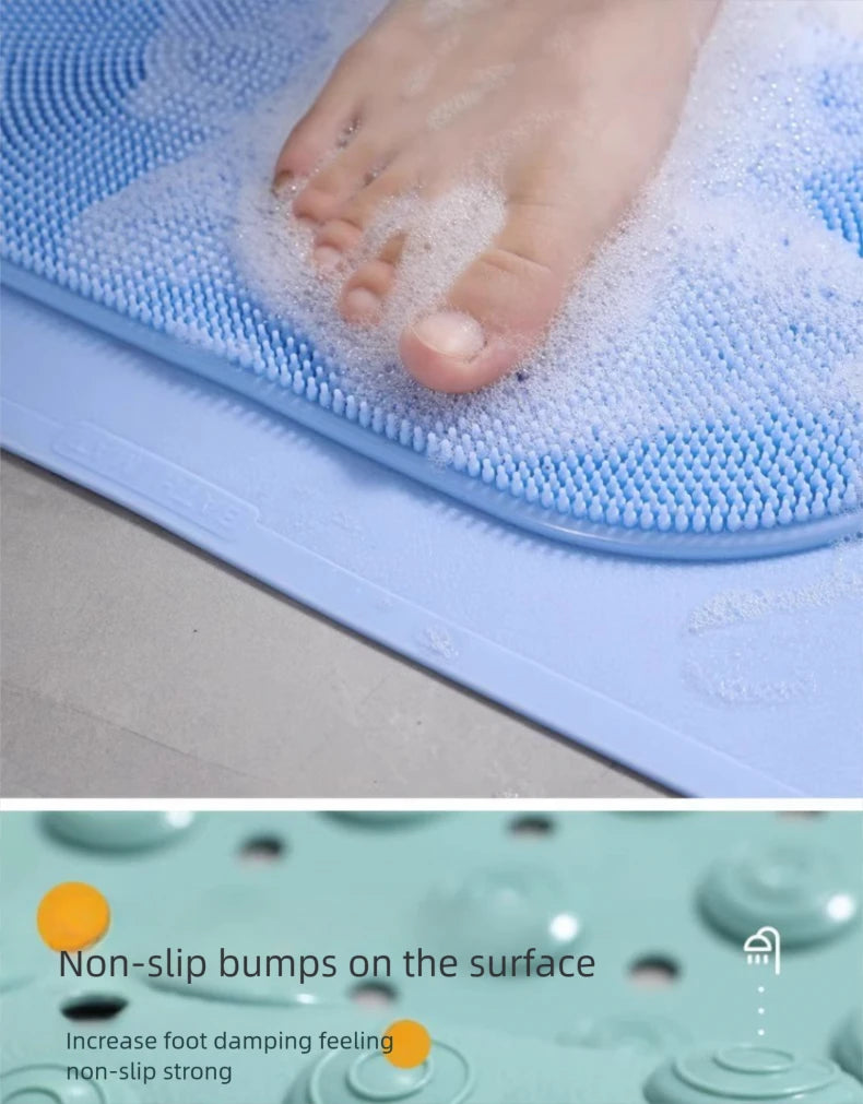 NEW Arrivals 5 Colors 60x90CM Bathroom Non-Slip Mat Solid Color Massage Mat Home Anti-Slip Suction Cup Carpet Waterproof Dirt-Resistant Toilet Hotel Floor Mat
