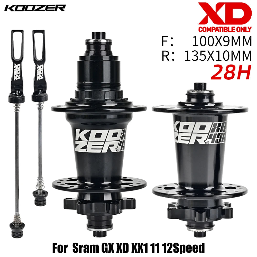 Bicycle Hubs Set KOOZER XM490 PRO 28/32/36 Holes QR THRU TA Steel Shaft 4 Bearing 6 Pawl K7 HG XD MS 8 9 10 11 12 Speed SX NX 12S Bicycle Parts Spares Accessories Sports Supplies