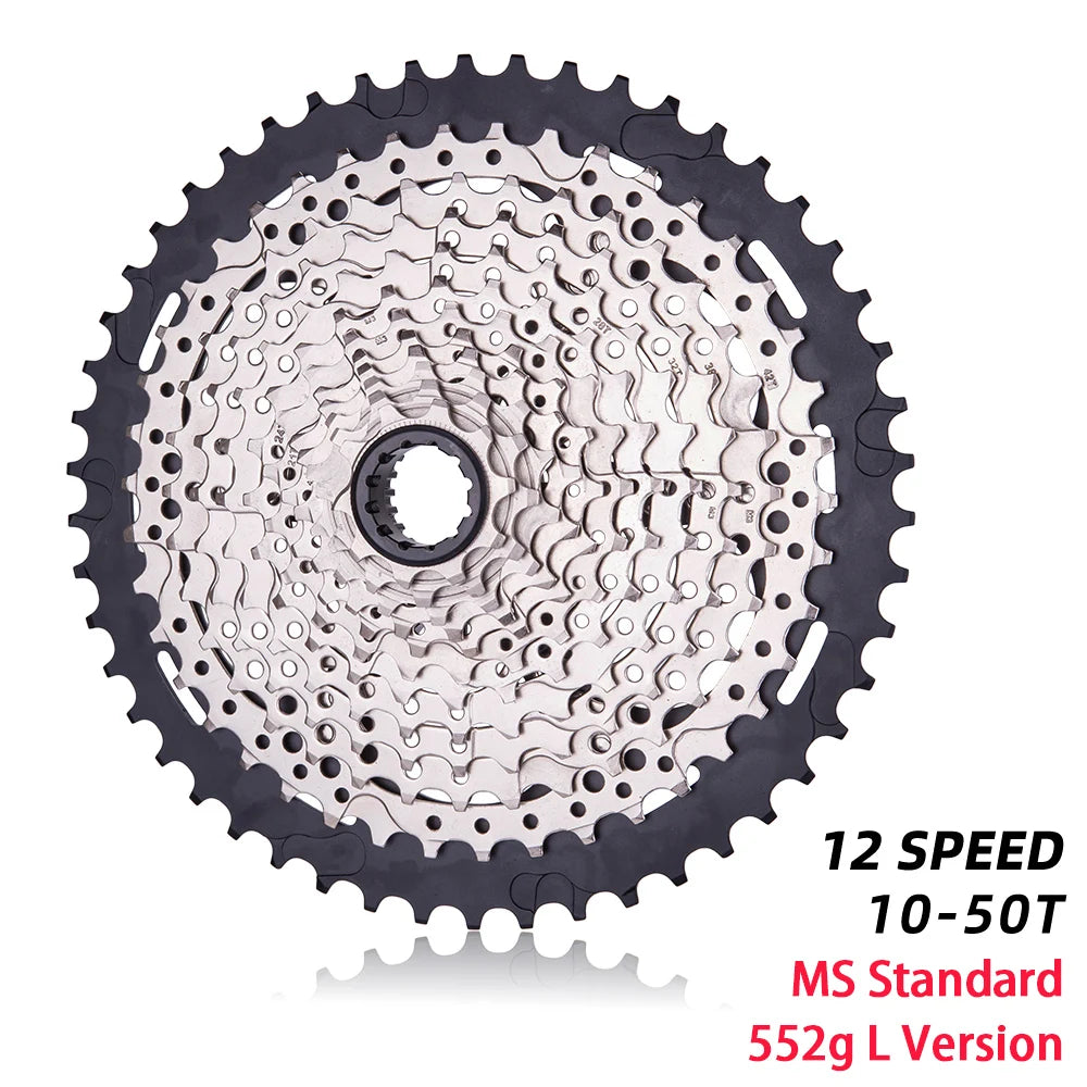 NEW Arrivals Ultimate MTB 12 Speed Lightweight 376g Cassette 10-50T MS ULT Micro K7 Spline 12speed For M6100 M7100 M8100 Mountain Bike Shift Chain Bicycle Accessories Sports Supplies