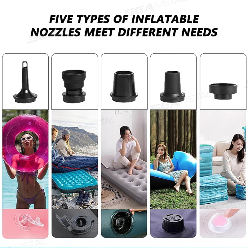 NEW Arrivals Wireless Electric Air Pump Automatic Air Compressor Mini Portable Outdoor Camping Beach Travel Inflator Pump for Camping Air Beds Boat Swimming Ring Multi-Functions Air Pump