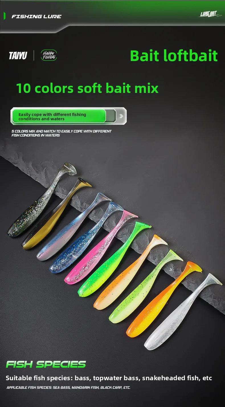 100 PCS Set High-Quality Soft Two-Tone Tail Luminous Glow in the Dark Night Fishing Lures Soft Bait Fake Bait with Lead Head Hook River Ocean Lakes Fishing Accessories Tools Set
