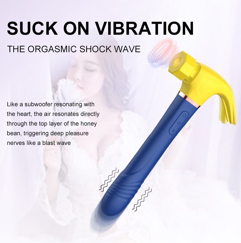 HESEKS 4 IN 1 Love Hamma Vibrator For Women Adult Clitoris Stimulation G Spot Dildo Hammer Shape Vibrator Sex Toy For Women