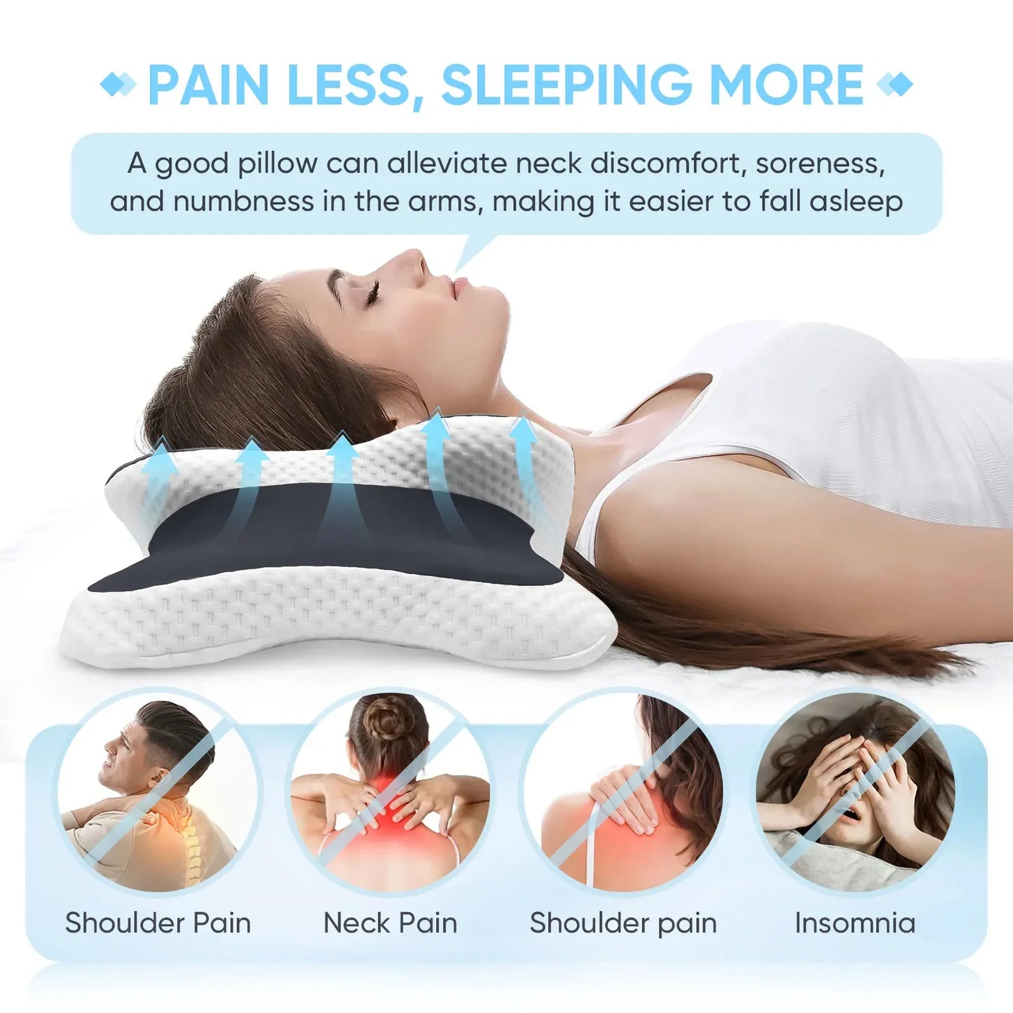 NEW Orange/Dark Gray Color Ergonomic Butterfly Top Quality Memory Foam Pillows Butterfly Shaped Relaxing Cervical Slow Rebound Neck Pillow Pain Relief Sleeping Orthopedic Cushion