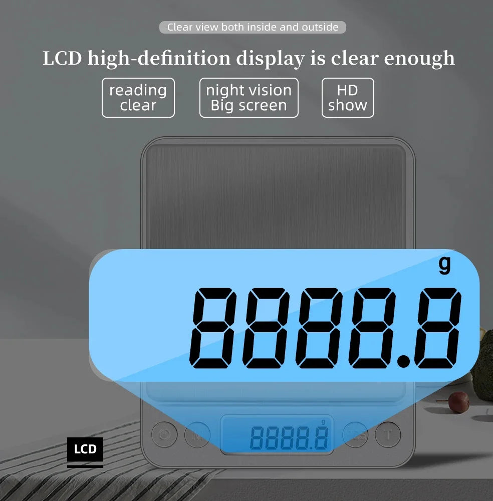 3Kg/500G 0.01g Electronic Digital Kitchen Scale Precision Scales Jewelry Weighing For Food Diet Postal LCD Electronic Balance Measuring Kitchen Food Supplies Home Devices Products 