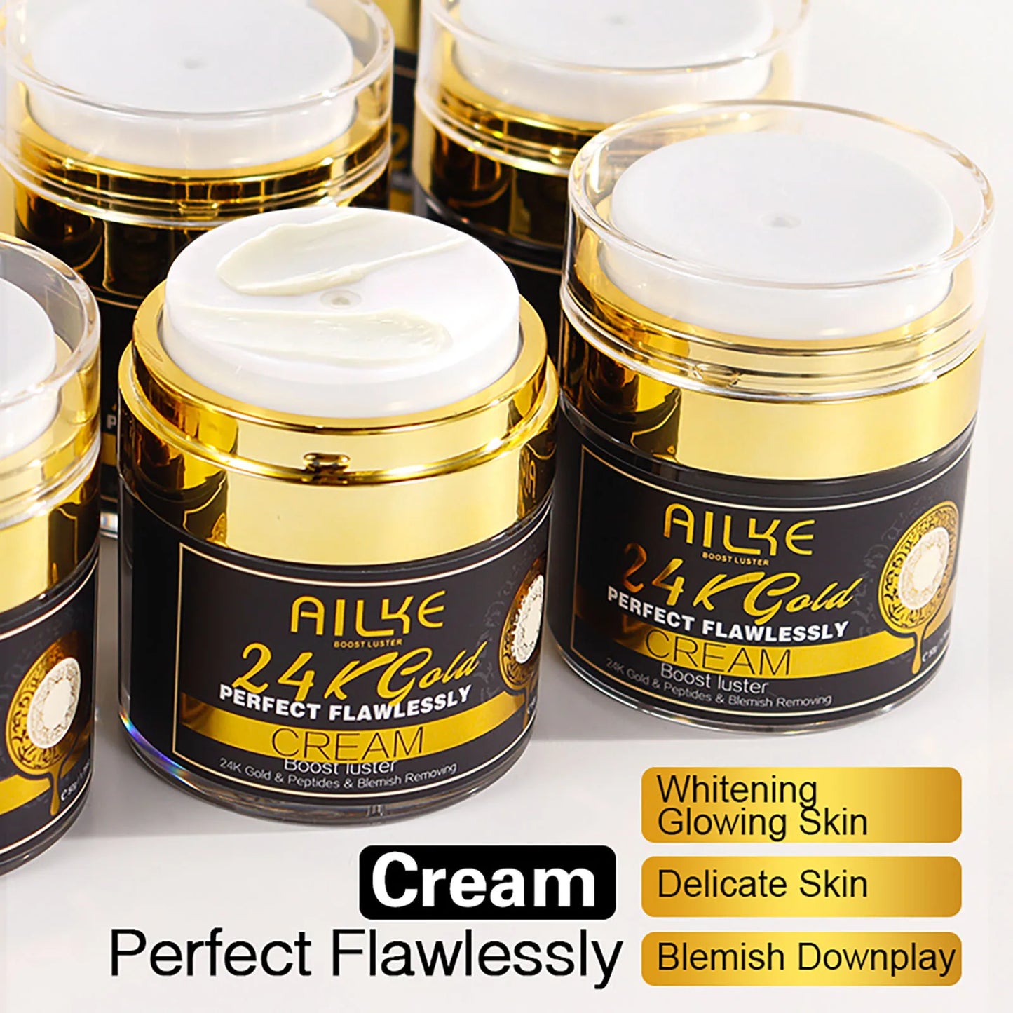 NEW Arrivals AILKE Korean Set 24K Gold Flawlessly Skin Care Range, Skin Whitener, Reduce Dark Spots, Melanin, Wrinkles, Moisturize, For Women & Men Skin Care Supplies