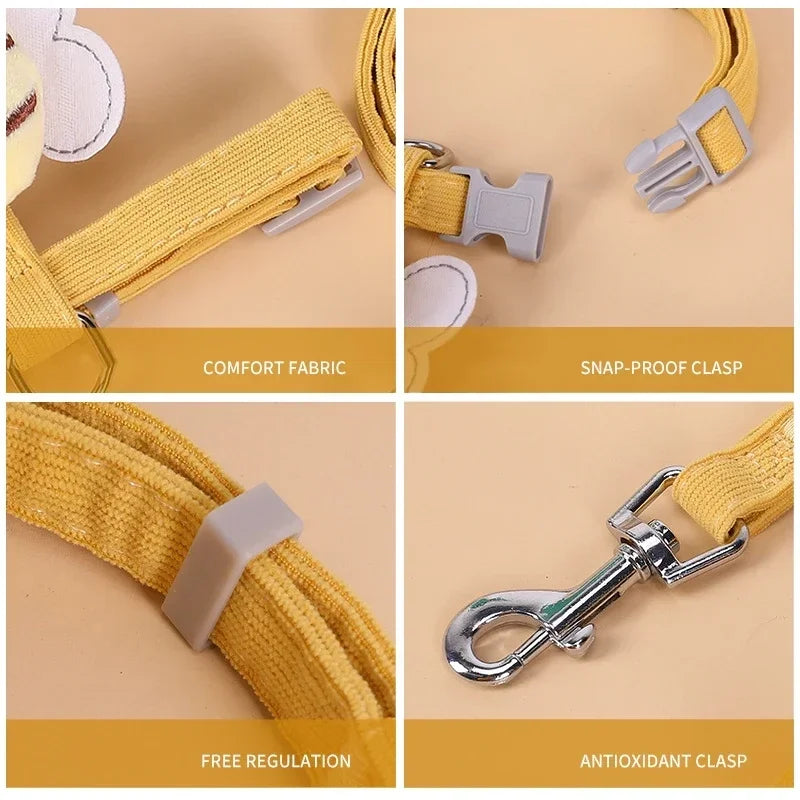 NEW Arrivals S-M Size Cat Leash Anti Breakaway Outdoor Leash Cat Carrier Adjustable Collar Bee Leash for Small and Medium Pets