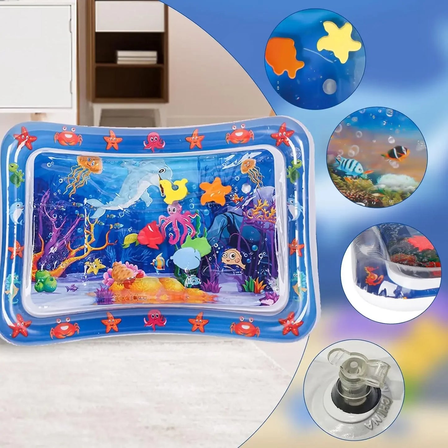 NEW Arrivals 10PCS Set 3 Styles 100CM Water Sensory Play Mat Thickened Inflatable Water Mat For Cat And Dog Pet Playmat With Fish Sea Ocean Theme Sensory Water Toys Pets Supplies