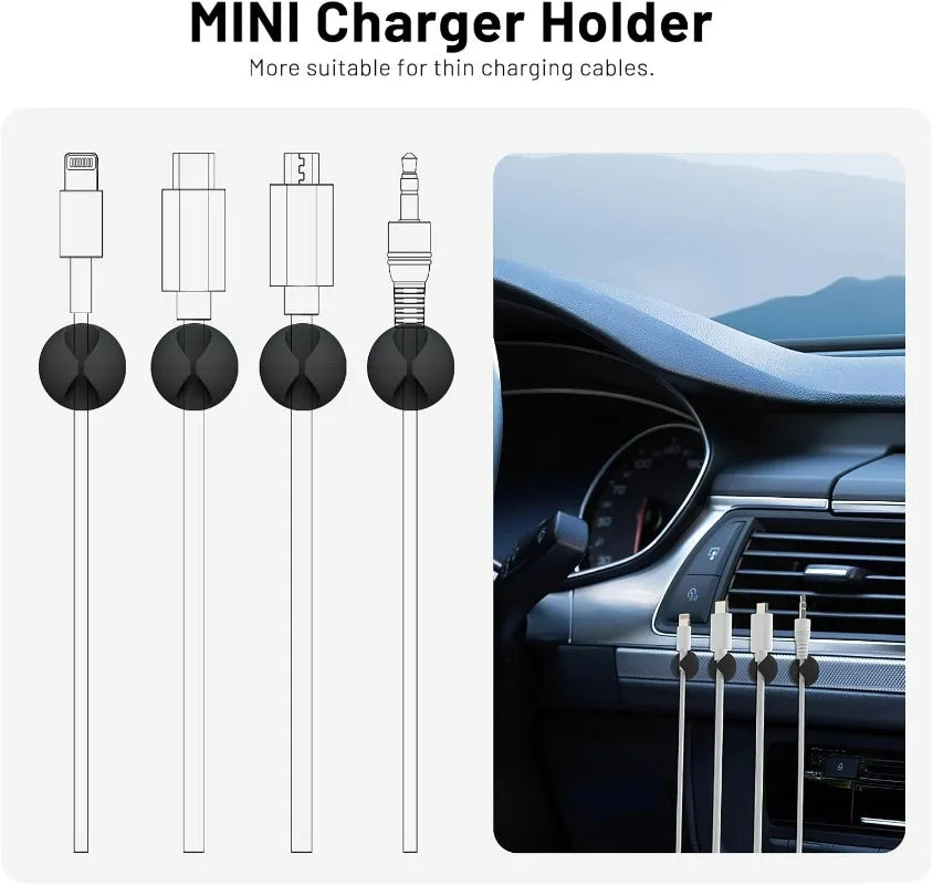 NEW Arrivals 30PCS Set White/Black Color Self-Adhesive Wire Fixer Cable Organizers Cable Holder Silicone Data Lines Desktop Management Compatible Clips Stickers HOME Office