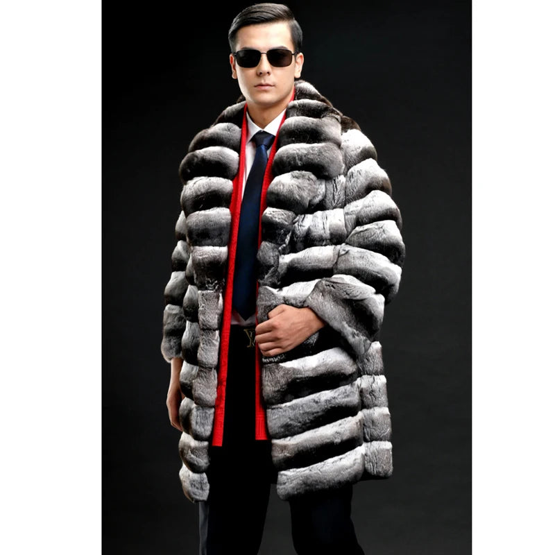 NEW Arrivals S-6XL Plus Size Men's Luxury Fur Coat Faux Mink Fur Coat Mid-Length Male Winter Clothes Zebra Fashion Formal Apparel