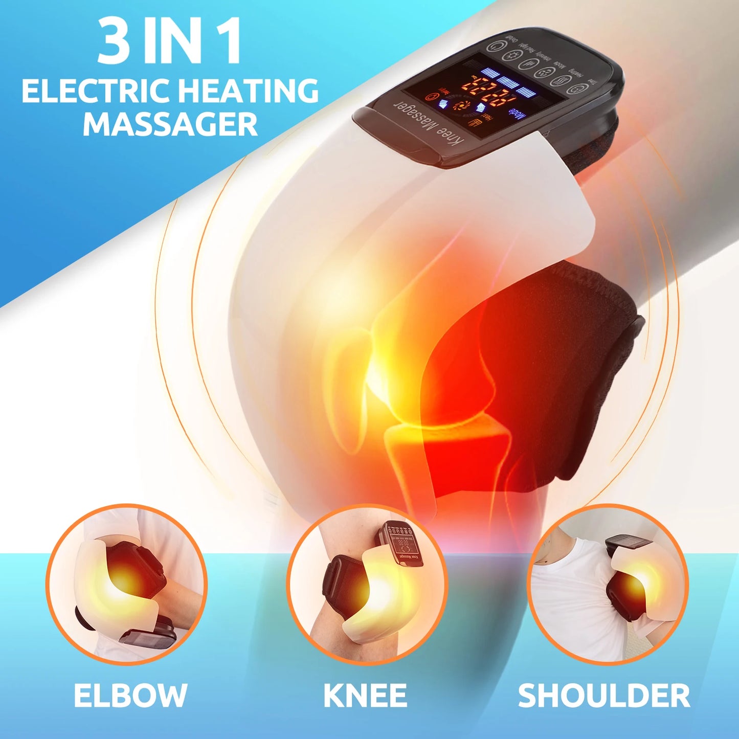 Electric Heating Air Pressure Knee Pad Vibration Massager Infrared Arthritis Pain Relief Pressotherapy Knee Temperature Massage