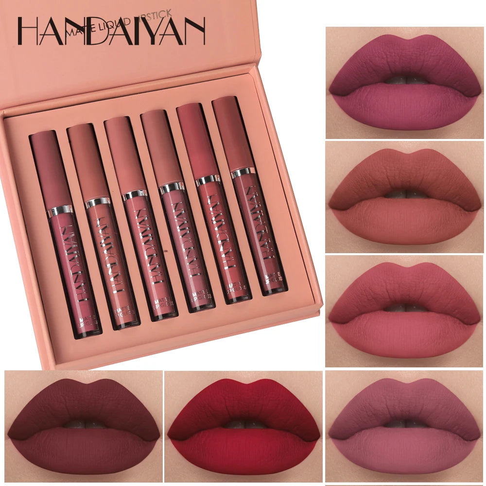 NEW Arrivals 6PCS Set Non Stick Cup Liquid Lipstick , Long-Lasting Lip Gloss Gift Box – Matte Finish Lip Gloss, Resistant to Fading Women Cosmetic Supplies