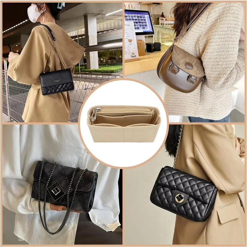 NEW Bag Organizer for Longchamp Small Tote Bag Timid Bags Storage & Finishing Inner Liner Handbags Insert Organizer Fit Mini Size Ladies Cosmetic Accessories