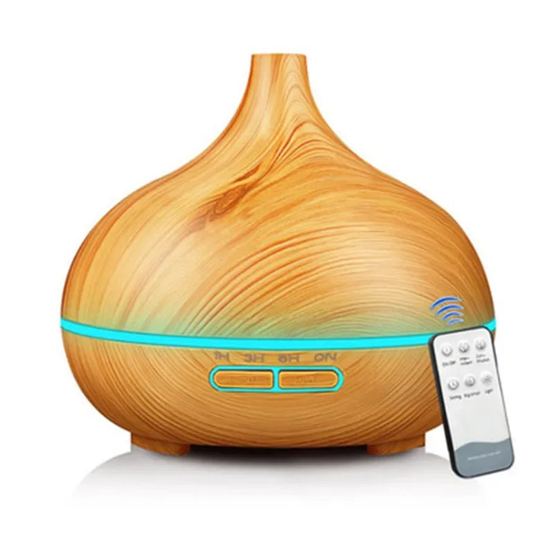 NEW Clear/Dark Wood Color Aroma Remote Control Diffuser And Humidifier 150/550ML Home Living Room Bedroom Office Humidifier + 6 Essential Oil Bottles Aromatherapy USB Charging Diffuser