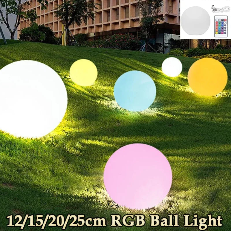NEW Arrivals 25CM Japanese LED Ball Lamp Set USB Charging Remote Control Outdoors Lawn Lamp Swimming Pool Wedding Party Holiday Home Decoration Courtyard Atmosphere Light