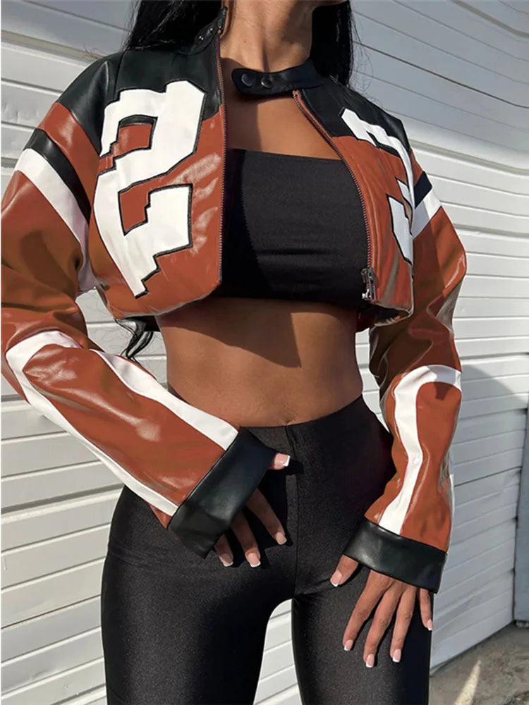 NEW Arrivals 5 Colors Fashion Cardigan Personality Street Zipper Long Sleeve Slim Fitted Mind Ring Baring Motorcycle Coat Women Evening Night Clubwear Jacket Girls Casual Fashion Clothing Supplies