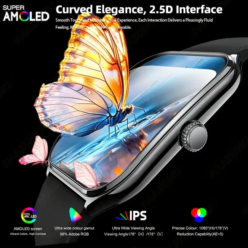 NEW Ultra Thin Smart Watch Women Men 1.96" AMOLED 360*360 HD Pixel Display Always Show Time Call Reminder Smartwatch Ladies For Huawei