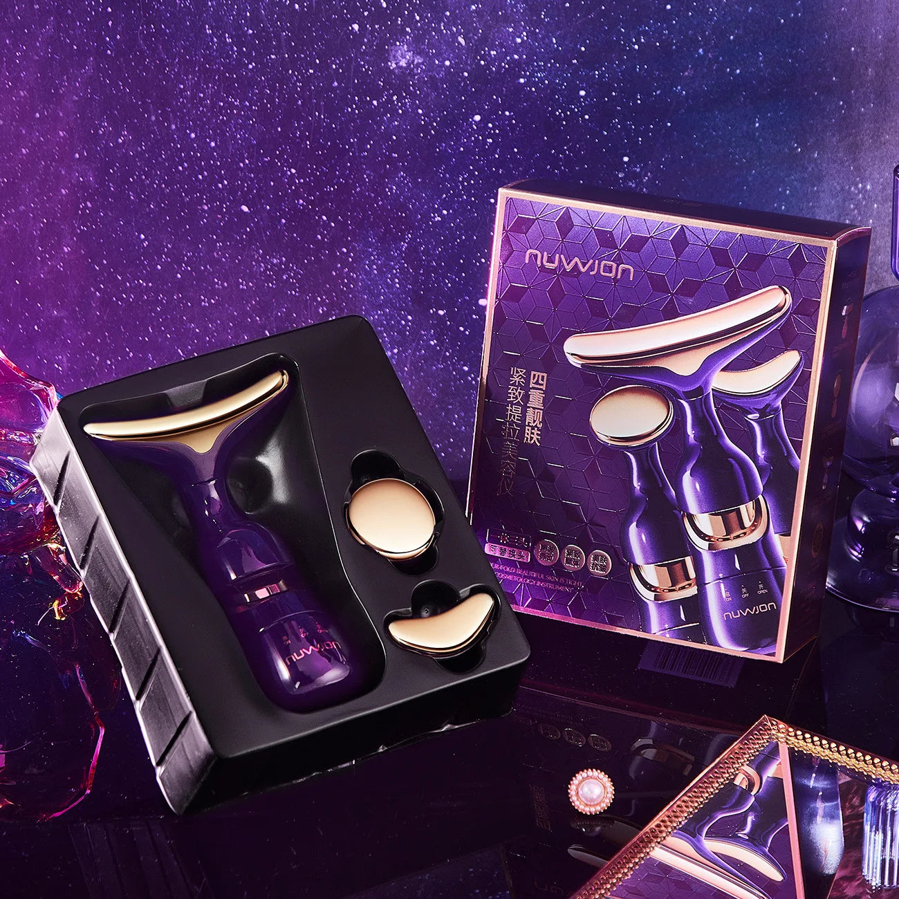 NEW Arrivals 3 In 1 Set Facial Lifting Device Neck Facial Eye Massage Face Slimmer EMS Beauty Skin Tightening Wrinkle Anti Aging Face Massager Skin Care Supplies